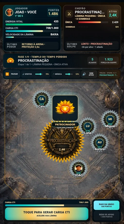 Prévia do CTI Battle Arena na batalha contra a Procrastinação